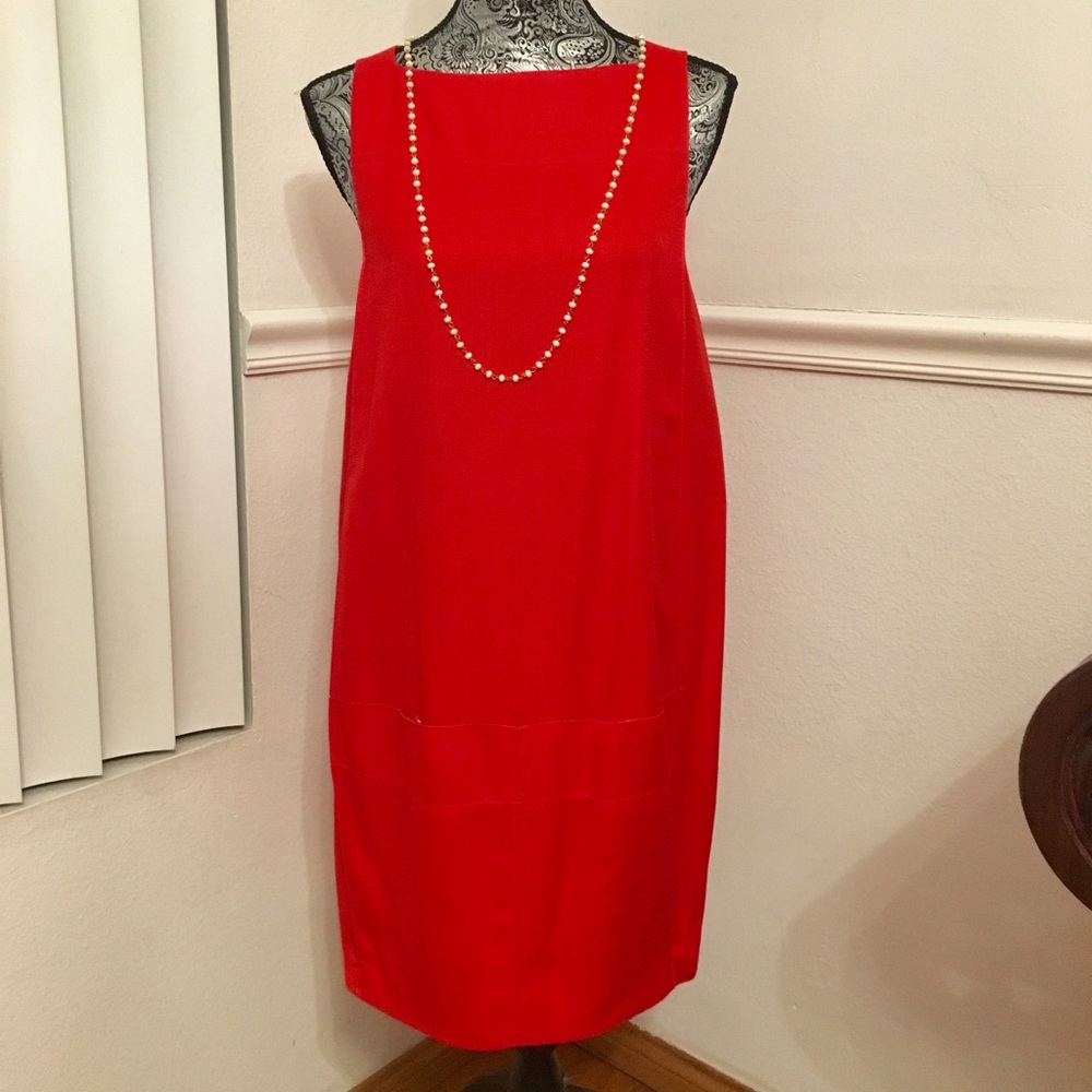 DVF red linen dress size 2
